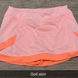 Orange and white golf skirt